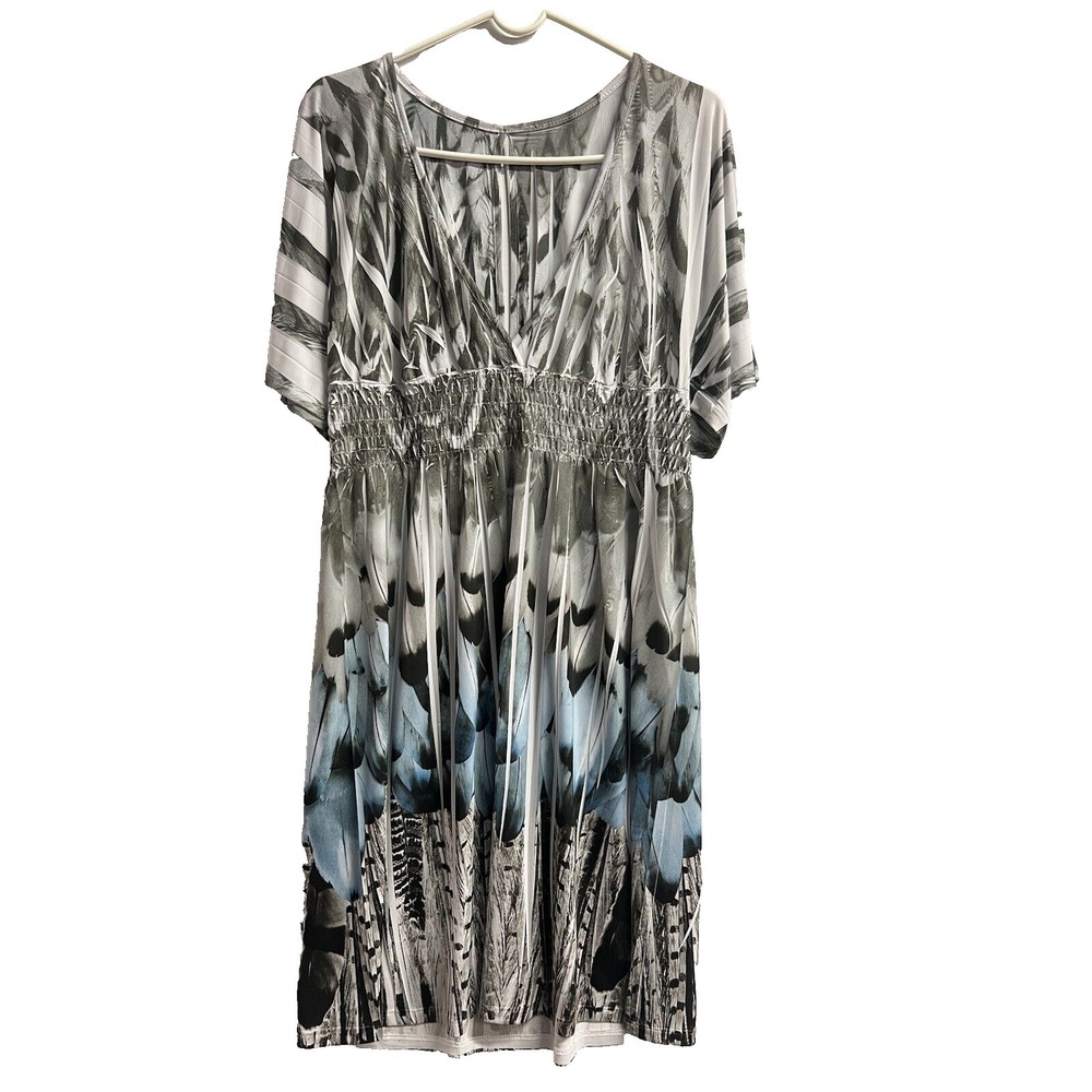 One‎ World Women's 3/4 Sleeve V-Neck Short Dress sz XL